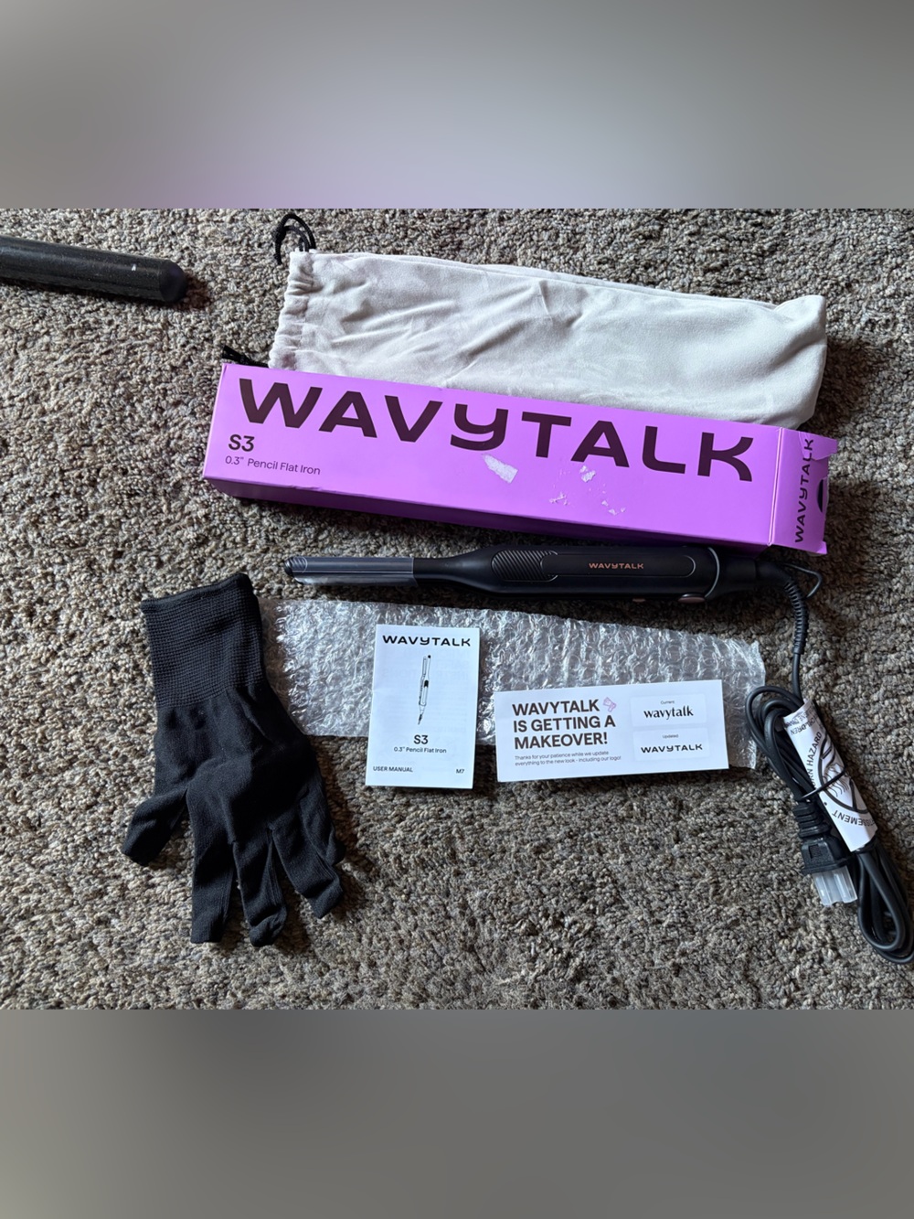 Black S3 Flat Iron with Glove and Pouch